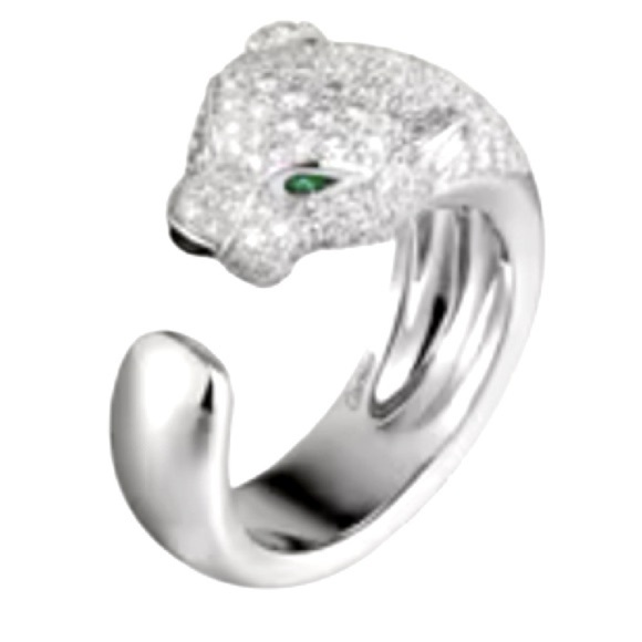 Vintage Jewelry - Vintage style Elegant Silver tone faux diamonds Panther Ring